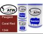 Preview: Peugeot, Coral Red, 1344: 500ml Lackdose + 500ml Klarlack + 250ml Härter - Set, von ATW Autoteile West.